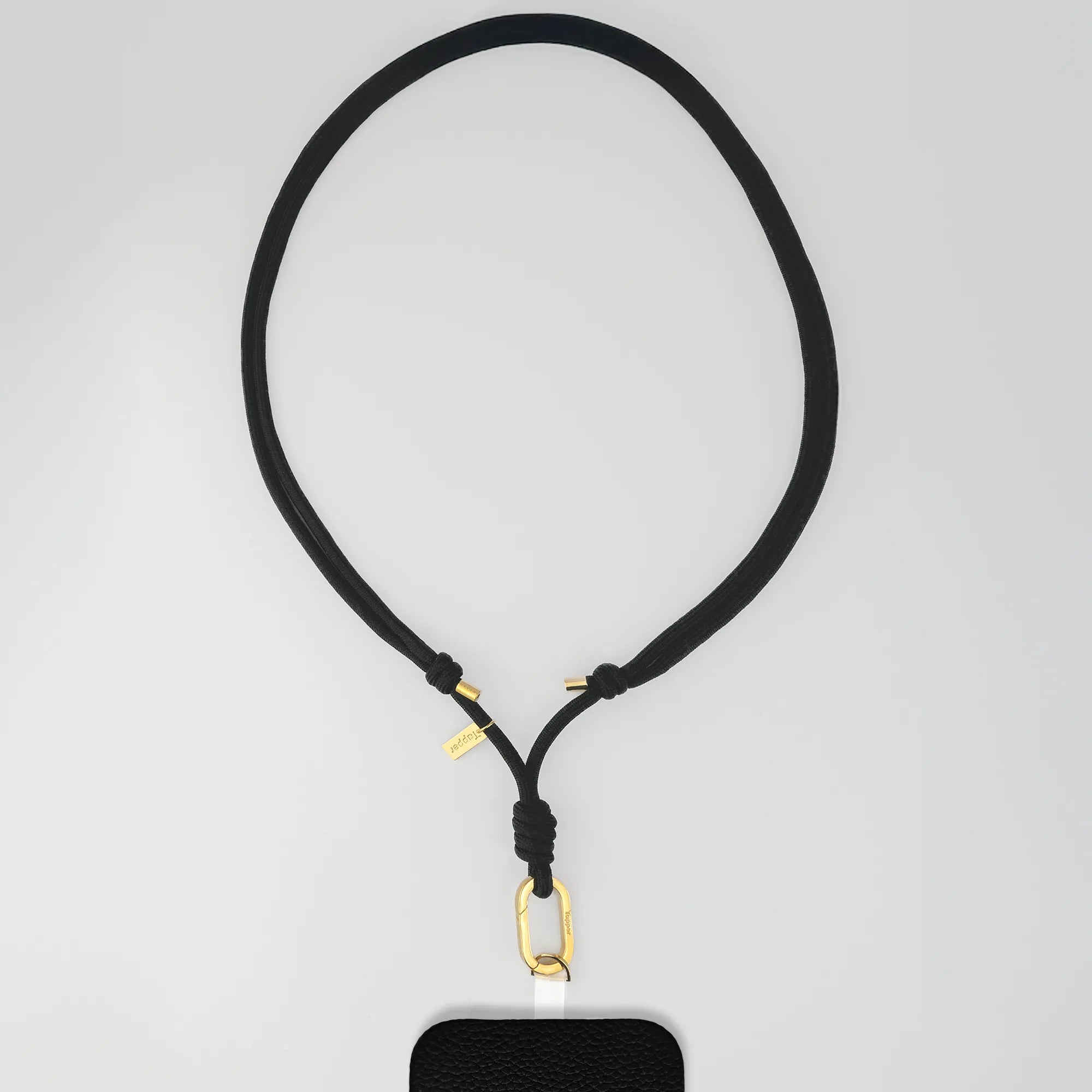 Tapper Adjustable Nylon Crossbody & Neck Phone Strap with 18k gold details—luxury, secure & stylish phone accessory for all phone cases.
