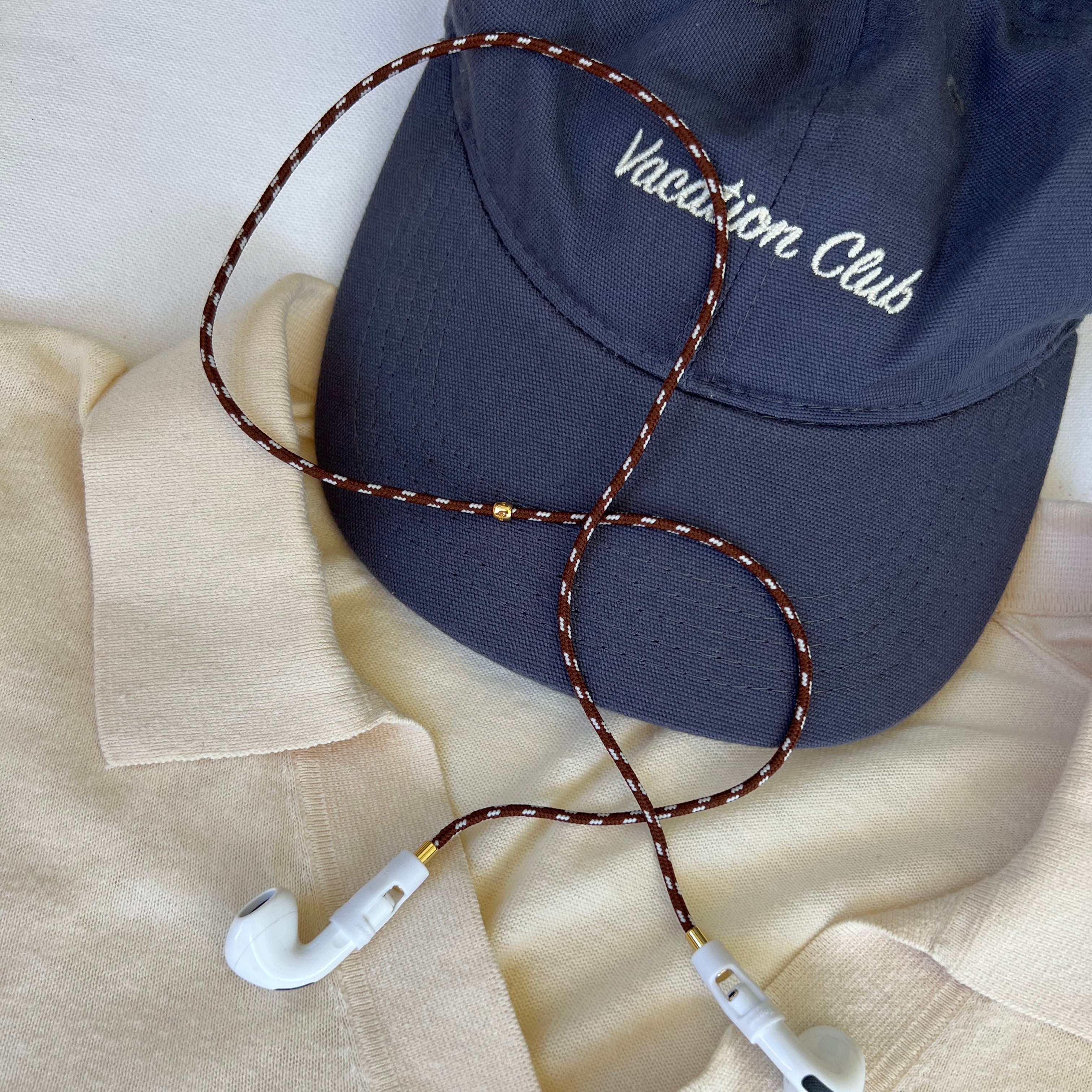 Brown and gold AirPods necklace for all AirPods by Tapper