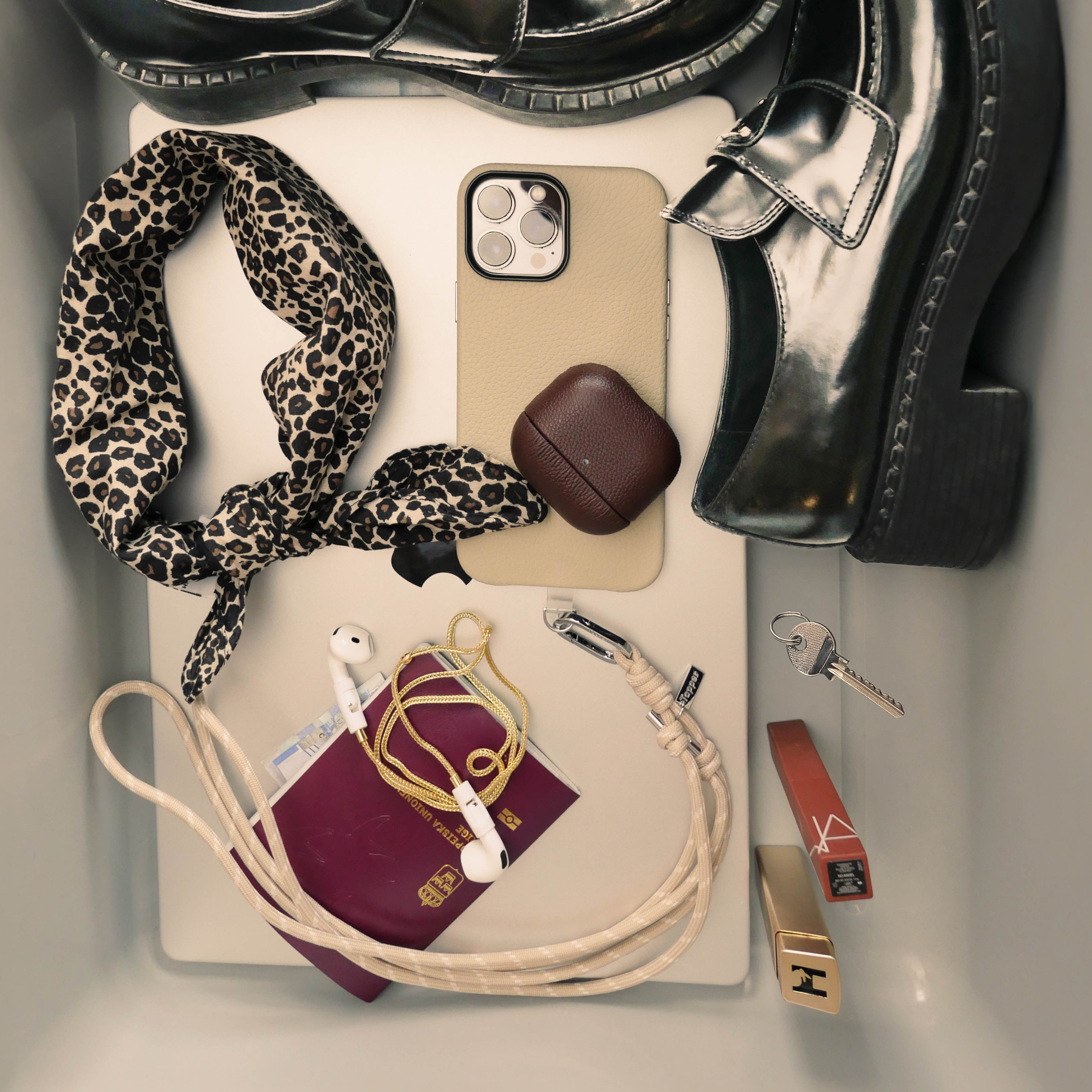 Tapper Adjustable Nylon Crossbody & Neck Phone Strap with silver details—luxury, secure & stylish phone accessory for all phone cases.