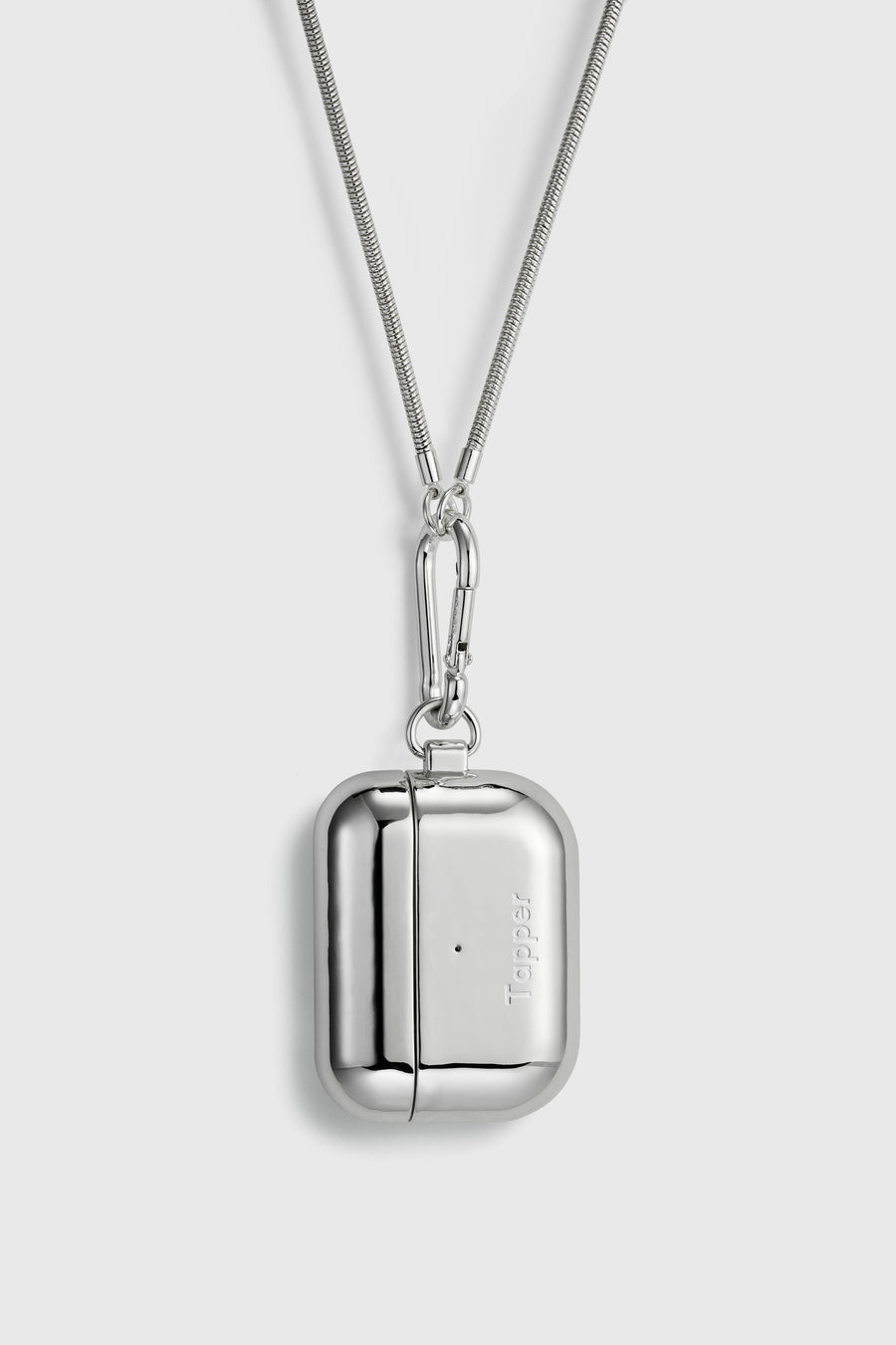 Tapper's real 925 silver plated original metal neck case tech jewelry protects and keeps your Apple AirPods Pro close at hand. The luxurious, elevated and accessible neck case plated in precious metals steps up your AirPods Pro jewellery game. Worried about losing your AirPods? Detachable snake chain and carabiner for convenient and hassle-free safekeeping around your neck. The next must-have accessory crafted for ultimate luxury. Compatible with AirPods Pro. Designed in Sweden. Free Express Shipping.