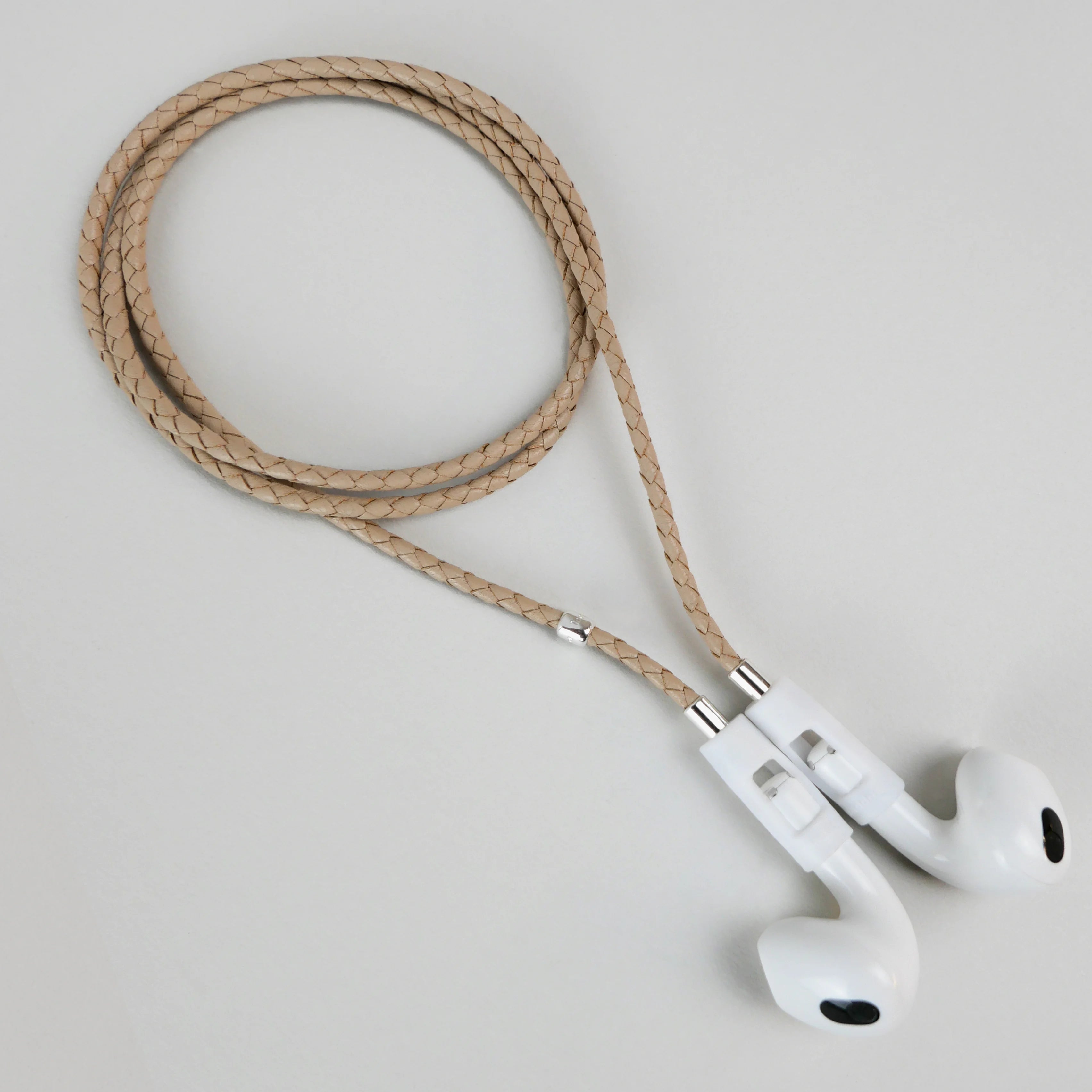 Leather AirPods Necklace - Beige / 925 Silver – Tapper