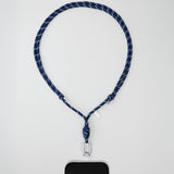Tapper Adjustable Nylon Crossbody & Neck Phone Strap with silver details—luxury, secure & stylish phone accessory for all phone cases.