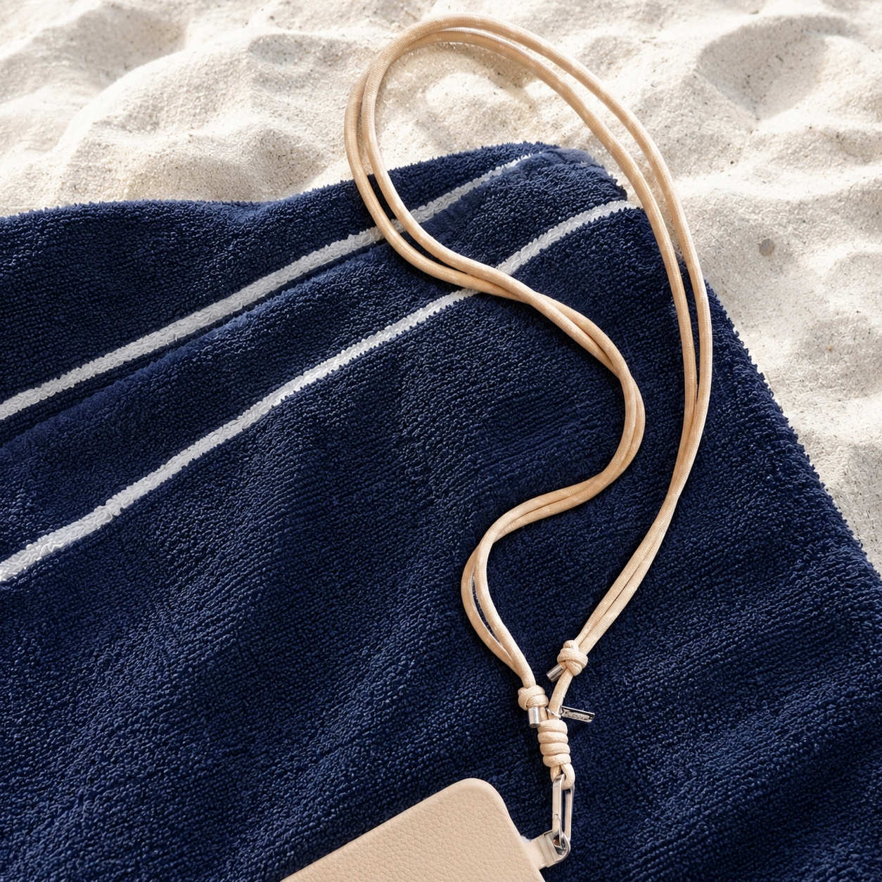 Tapper Adjustable Nylon Crossbody & Neck Phone Strap with silver details—luxury, secure & stylish phone accessory for all phone cases.