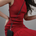 Tapper Adjustable Nylon Crossbody & Neck Phone Strap with silver details—luxury, secure & stylish phone accessory for all phone cases.