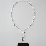 Tapper Adjustable Nylon Crossbody & Neck Phone Strap with silver details—luxury, secure & stylish phone accessory for all phone cases.