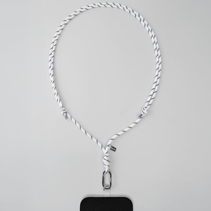 Tapper Adjustable Nylon Crossbody & Neck Phone Strap with silver details—luxury, secure & stylish phone accessory for all phone cases.