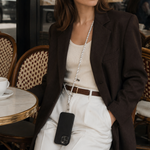 Tapper Adjustable Nylon Crossbody & Neck Phone Strap with silver details—luxury, secure & stylish phone accessory for all phone cases.