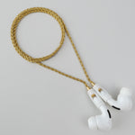 Tapper's real 18K gold plated original rope chain jewelry necklace protects your Apple AirPods & AirPods Pro. The luxurious, elevated & accessible rope chain jewellery plated in precious metals snaps the AirPods around your neck. Lose your AirPods? Magnetic lock for convenient and hassle-free safekeeping around your neck. The next must-have & affordable AirPods accessory crafted for ultimate luxury. Compatible with AirPods & AirPods Pro. Designed in Sweden by Tapper. Free Shipping at gettapper.com