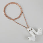 Tapper's real 18K rose gold plated original rope chain jewelry necklace protects your Apple AirPods & AirPods Pro. The luxurious, elevated & accessible rope chain jewellery plated in precious metals snaps the AirPods around your neck. Lost your AirPods? Magnetic lock for convenient and hassle-free safekeeping around your neck. The next must-have & affordable AirPods accessory crafted for ultimate luxury. Compatible with AirPods & AirPods Pro. Designed in Sweden by Tapper. Free Shipping at gettapper.com