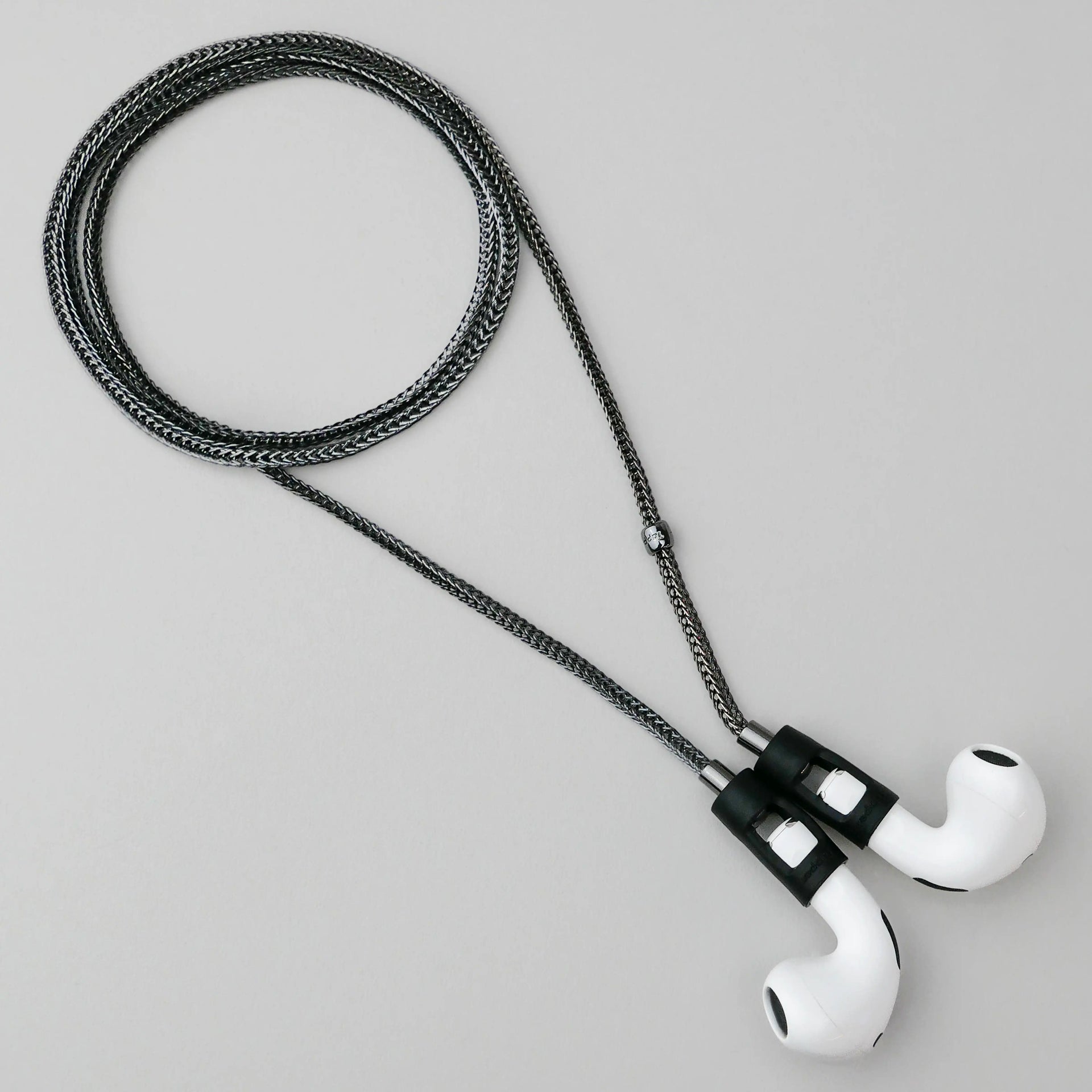 Tapper Hematite Black Plated Mesh Chain Necklace for Apple AirPods