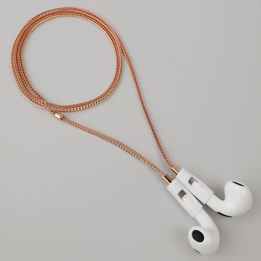 Tapper's real 18K rose gold plated original tech jewelry mesh chain protects your AirPods. The luxurious, elevated and accessible necklace plated in precious metals steps up your AirPod jewellery game. Worried about losing your AirPods? Magnetic lock for convenient and hassle-free safekeeping around the neck. The next must-have AirPods accessory crafted for ultimate luxury. Compatible with all generations of Apple AirPods and AirPods Pro. Designed in Sweden by Tapper. Free Express Shipping at gettapper.com