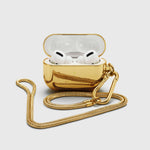 Tapper's real 18K gold plated original metal neck case jewelry protects your Apple AirPods Pro. Luxurious, elevated & accessible AirPods Pro jewellery plated in precious metals. Worried about losing your AirPods Pro? Detachable snake chain and carabiner for convenient and hassle-free safekeeping around your neck. The next must-have AirPods Pro accessory crafted for ultimate luxury. Compatible with AirPods Pro. Designed in Sweden by Tapper. Free Express Shipping at gettapper.com