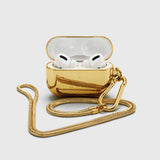 Tapper's real 18K gold plated original metal neck case jewelry protects your Apple AirPods Pro. Luxurious, elevated & accessible AirPods Pro jewellery plated in precious metals. Worried about losing your AirPods Pro? Detachable snake chain and carabiner for convenient and hassle-free safekeeping around your neck. The next must-have AirPods Pro accessory crafted for ultimate luxury. Compatible with AirPods Pro. Designed in Sweden by Tapper. Free Express Shipping at gettapper.com
