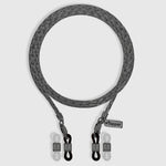 Protect, elevate and keep track of your eyewear with this Hematite Matte Black plated eyewear, eyeglasses and sunglasses chain from Tapper, ensuring elegant and convenient safekeeping around your neck. When not in use as an eyewear chain, detach the silicone holders from the lobster clasps and use it as a necklace, bracelet or pair it with another set of chains as body jewelry / jewellery. Designed in Sweden.