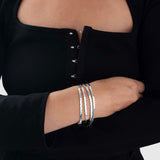 Protect, elevate and keep track of your eyewear with this 925 Silver plated eyewear, eyeglasses and sunglasses chain from Tapper, ensuring elegant and convenient safekeeping around your neck. When not in use as an eyewear chain, detach the silicone holders from the lobster clasps and use it as a necklace, bracelet or pair it with another set of chains as body jewelry / jewellery. Designed in Sweden.