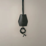 Handmade black leather AirPods strap and leather key holder with keychain and pouch ring, crafted in Sweden