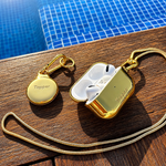 Refined 18K Gold Plated Metal Neck Case for AirPods Pro 1 & 2 perfect for hanging around your neck, on your purse or belt loop