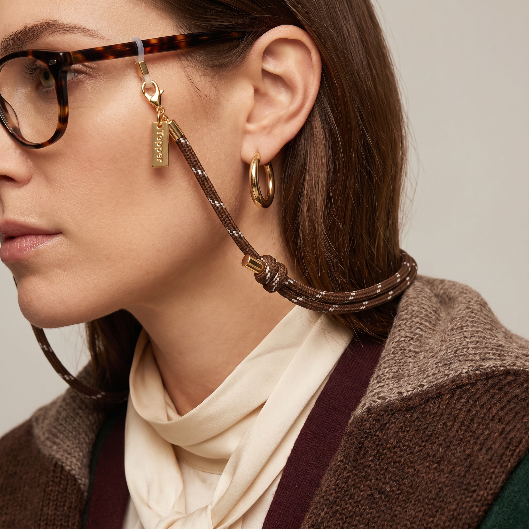 Adjustable Eye Glasses Strap with 18K Gold Detailing – A stylish and functional accessory to keep your eyeglasses or sunglasses secure. Designed in Sweden for elegance and versatility.