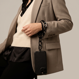 Tapper's Adjustable Phone Carabiner Wristlet Strap is an elevated metal phone wrist chain plated in black, designed to complement your phone case and your jewellery. Combine style with function by securing your phone to your wrist, belt loop or bag, protecting it from drops and falls as well as keeping it safe from pickpocketing. When not in use as a phone chain, adjust the carabiner links and use it as a bracelet or necklace instead. Compatible with all phone cases (iPhone, Samsung, Xiaomi, Oppo,Vivo