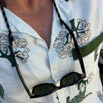 Adjustable glasses and eyewear nylon strap in black and silver. Designed in Sweden by Tapper.