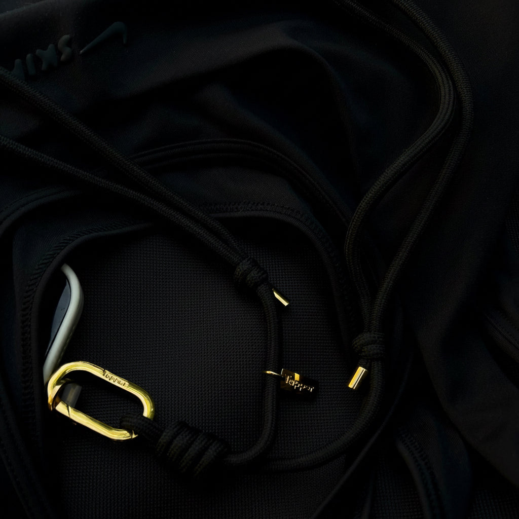 Black and gold phone crossbody strap for all phones