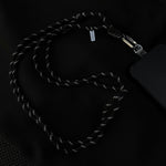 Black and silver crossbody and neck phone strap by Tapper - for all phones. Adjustable strap for that perfect fit. 