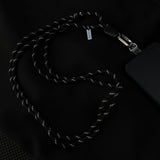 Black and silver crossbody and neck phone strap by Tapper - for all phones. Adjustable strap for that perfect fit. 