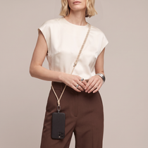 Tapper Adjustable Nylon Crossbody & Neck Phone Strap with silver details—luxury, secure & stylish phone accessory for all phone cases.