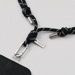 Tapper Adjustable Nylon Crossbody & Neck Phone Strap with silver details—luxury, secure & stylish phone accessory for all phone cases.
