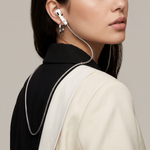 Tapper's real 925 silver plated original tech jewelry foxtail chain protects your AirPods. The luxurious, elevated and accessible necklace plated in precious metals steps up your AirPod jewellery game. Worried about losing your AirPods? Magnetic lock for convenient and hassle-free safekeeping around the neck. The next must-have AirPods accessory crafted for ultimate luxury. Compatible with all generations of Apple AirPods and AirPods Pro. Designed in Sweden by Tapper. Free Express Shipping at gettapper.com