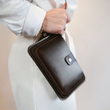 Via Leather Crossbody Bag handmade in Sweden from vegetable tanned leather, compact travel bag and passport bag for phone, wallet and essentials