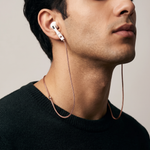 Tapper's real 18K rose gold plated original tech jewelry mesh chain protects your AirPods. The luxurious, elevated and accessible necklace plated in precious metals steps up your AirPod jewellery game. Worried about losing your AirPods? Magnetic lock for convenient and hassle-free safekeeping around the neck. The next must-have AirPods accessory crafted for ultimate luxury. Compatible with all generations of Apple AirPods and AirPods Pro. Designed in Sweden by Tapper. Free Express Shipping at gettapper.com