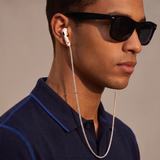 Tapper's real 925 silver plated original tech jewelry mesh chain protects your AirPods. The luxurious, elevated and accessible necklace plated in precious metals steps up your AirPod jewellery game. Worried about losing your AirPods? Magnetic lock for convenient and hassle-free safekeeping around the neck. The next must-have AirPods accessory crafted for ultimate luxury. Compatible with all generations of Apple AirPods and AirPods Pro. Designed in Sweden by Tapper. Free Express Shipping at gettapper.com