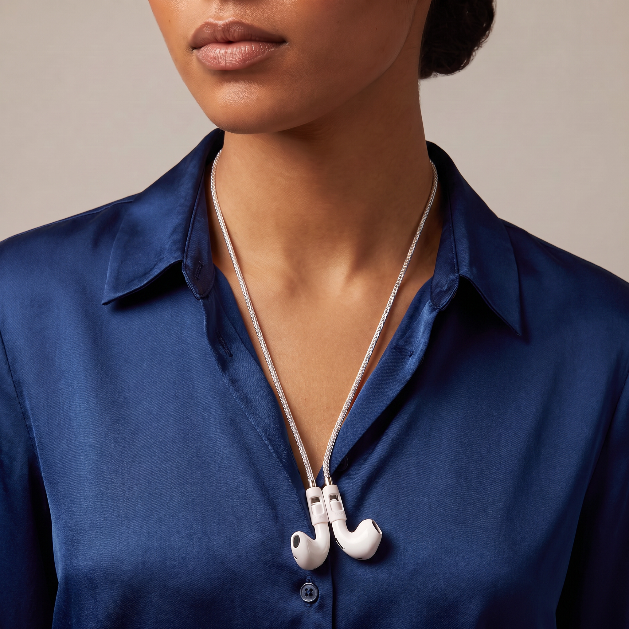 Tapper's real 925 silver plated original tech jewelry mesh chain protects your AirPods. The luxurious, elevated and accessible necklace plated in precious metals steps up your AirPod jewellery game. Worried about losing your AirPods? Magnetic lock for convenient and hassle-free safekeeping around the neck. The next must-have AirPods accessory crafted for ultimate luxury. Compatible with all generations of Apple AirPods and AirPods Pro. Designed in Sweden by Tapper. Free Express Shipping at gettapper.com