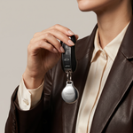 Silver Metal Plated AirTag Holder & Case – Luxurious and Secure – A refined metal carabiner case designed to elegantly secure your AirTag to keys, bags, luggage, and more. Crafted by Tapper in Sweden.