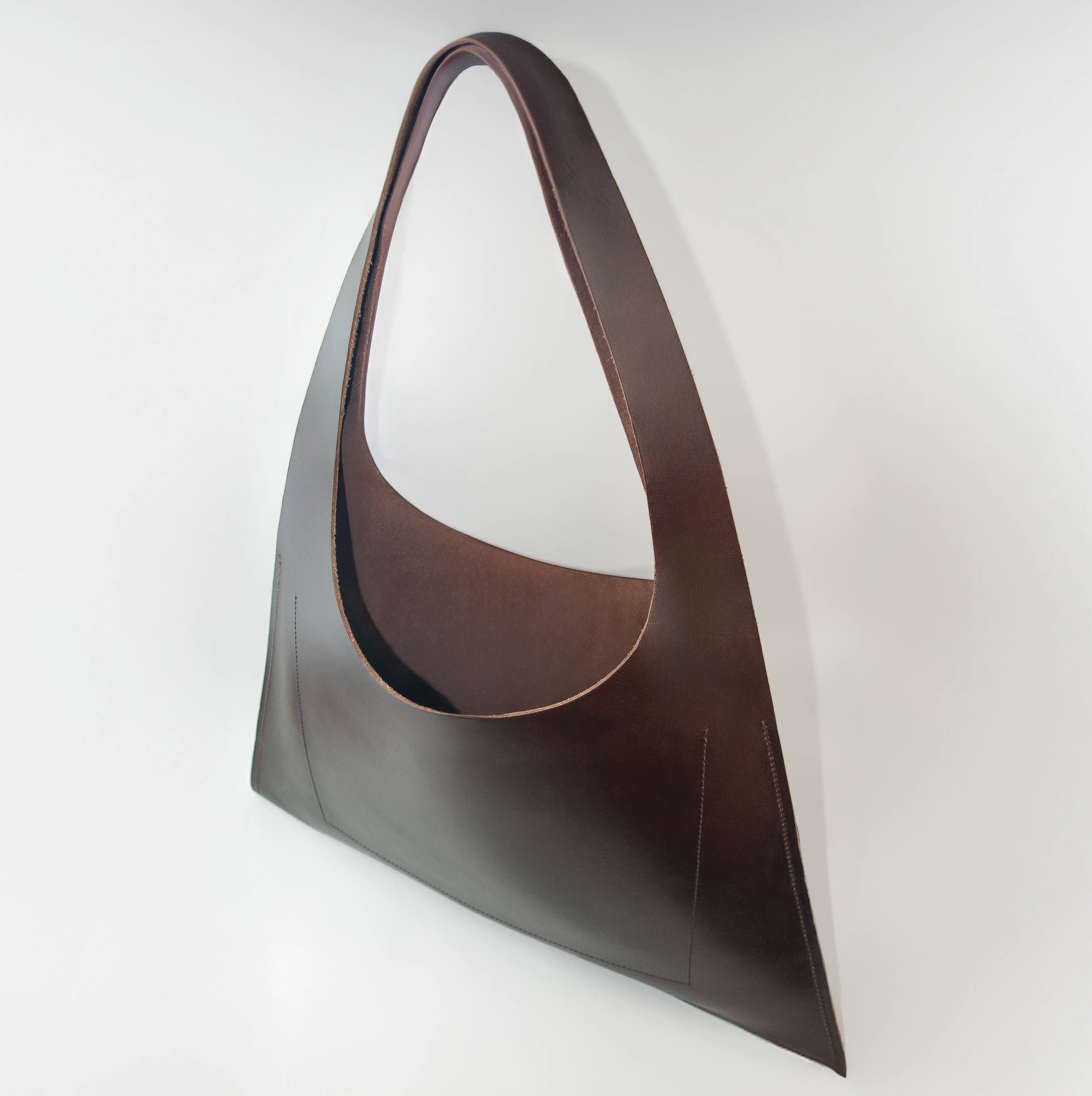 Large premium leather tote bag handmade in Sweden, minimalist tote bag designed for everyday work and travel.