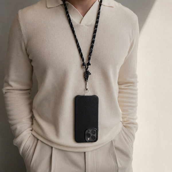 Tapper's Crossbody & Neck Phone Strap for All Phones - Black / Silver