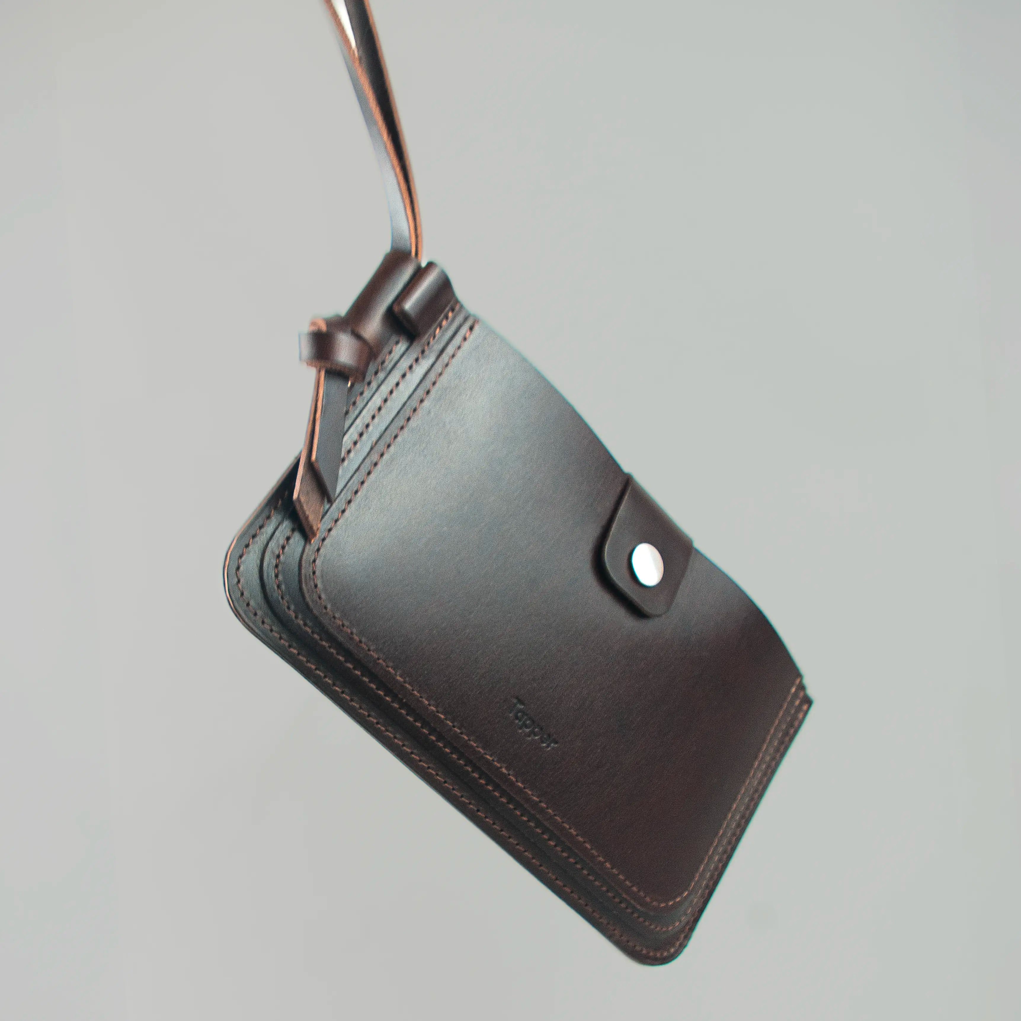 Via Leather Crossbody Bag handmade in Sweden from vegetable tanned leather, compact travel bag and passport bag for phone, wallet and essentials