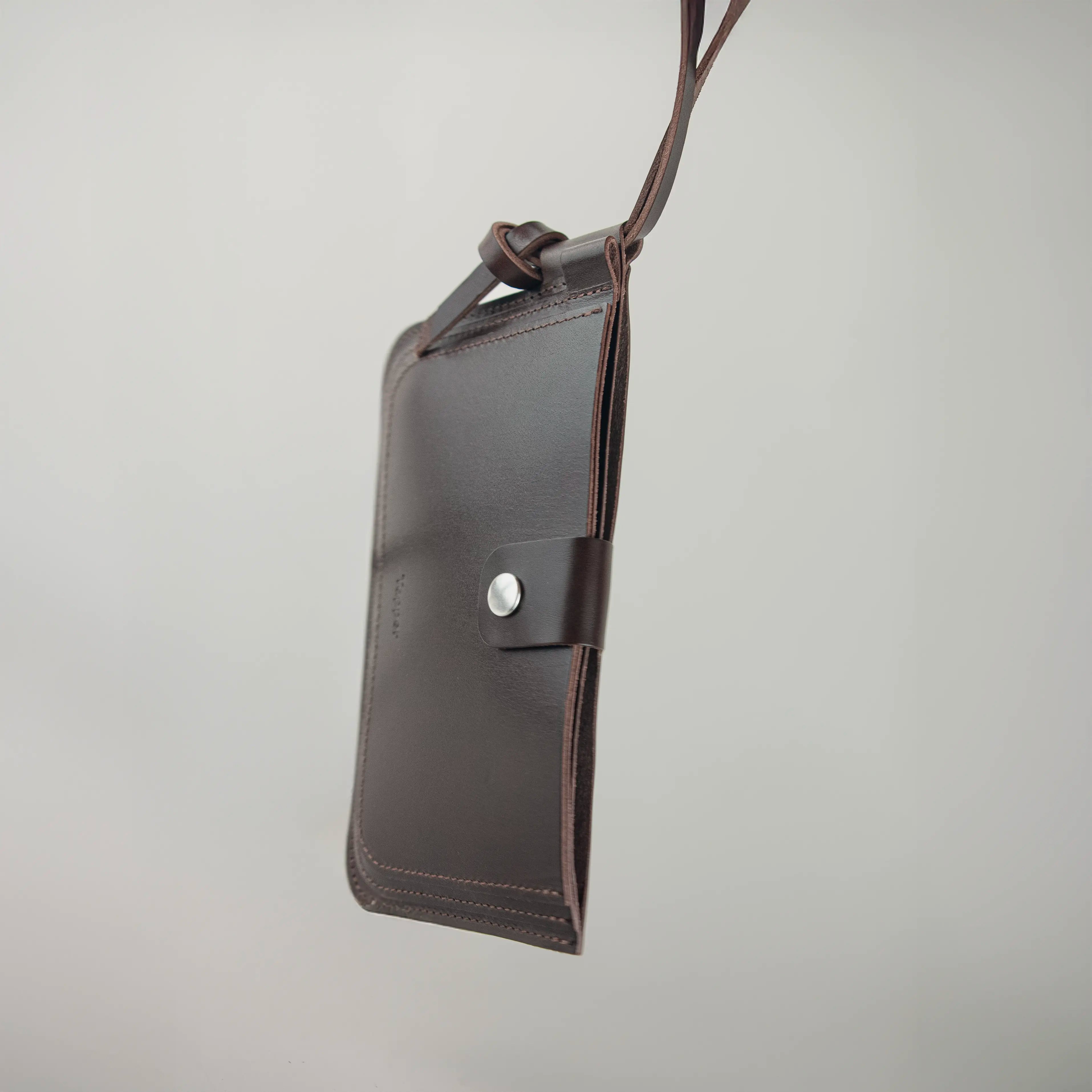 Via Leather Crossbody Bag handmade in Sweden from vegetable tanned leather, compact travel bag and passport bag for phone, wallet and essentials