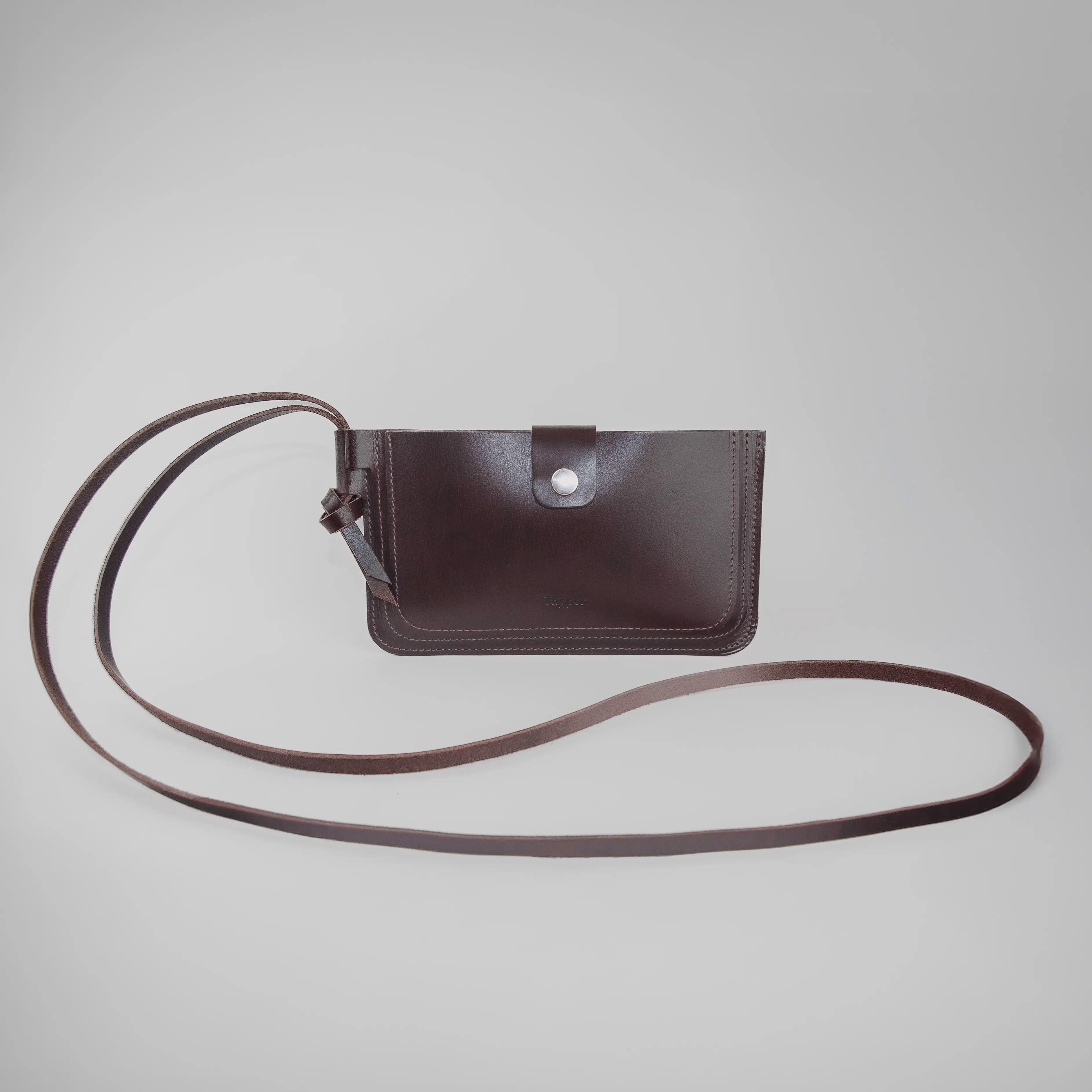 Via Leather Crossbody Bag handmade in Sweden from vegetable tanned leather, compact travel bag and passport bag for phone, wallet and essentials
