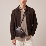 Via Leather Crossbody Bag handmade in Sweden from vegetable tanned leather, compact travel bag and passport bag for phone, wallet and essentials