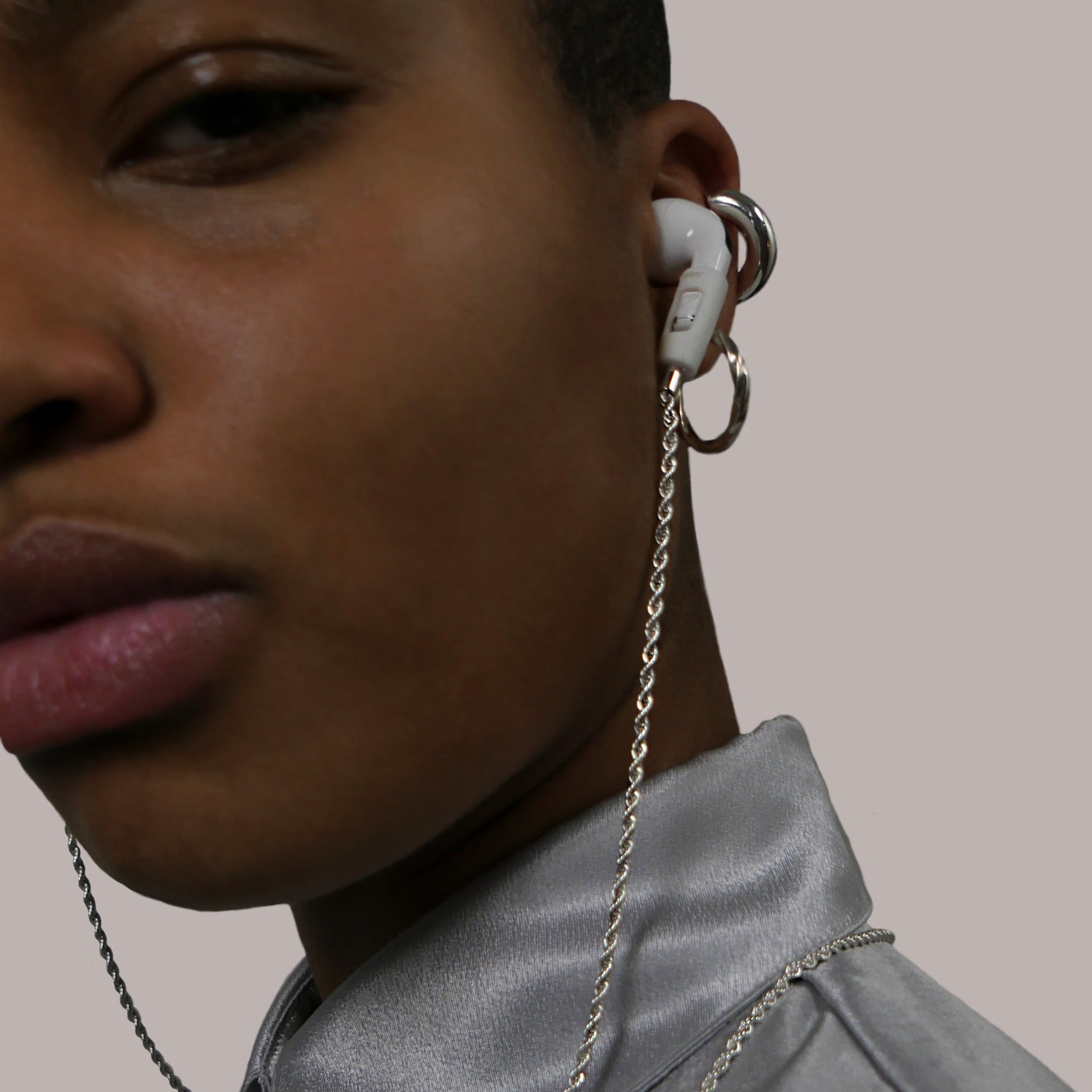 Tapper 925 Silver Plated Rope Chain Necklace for Apple AirPods and