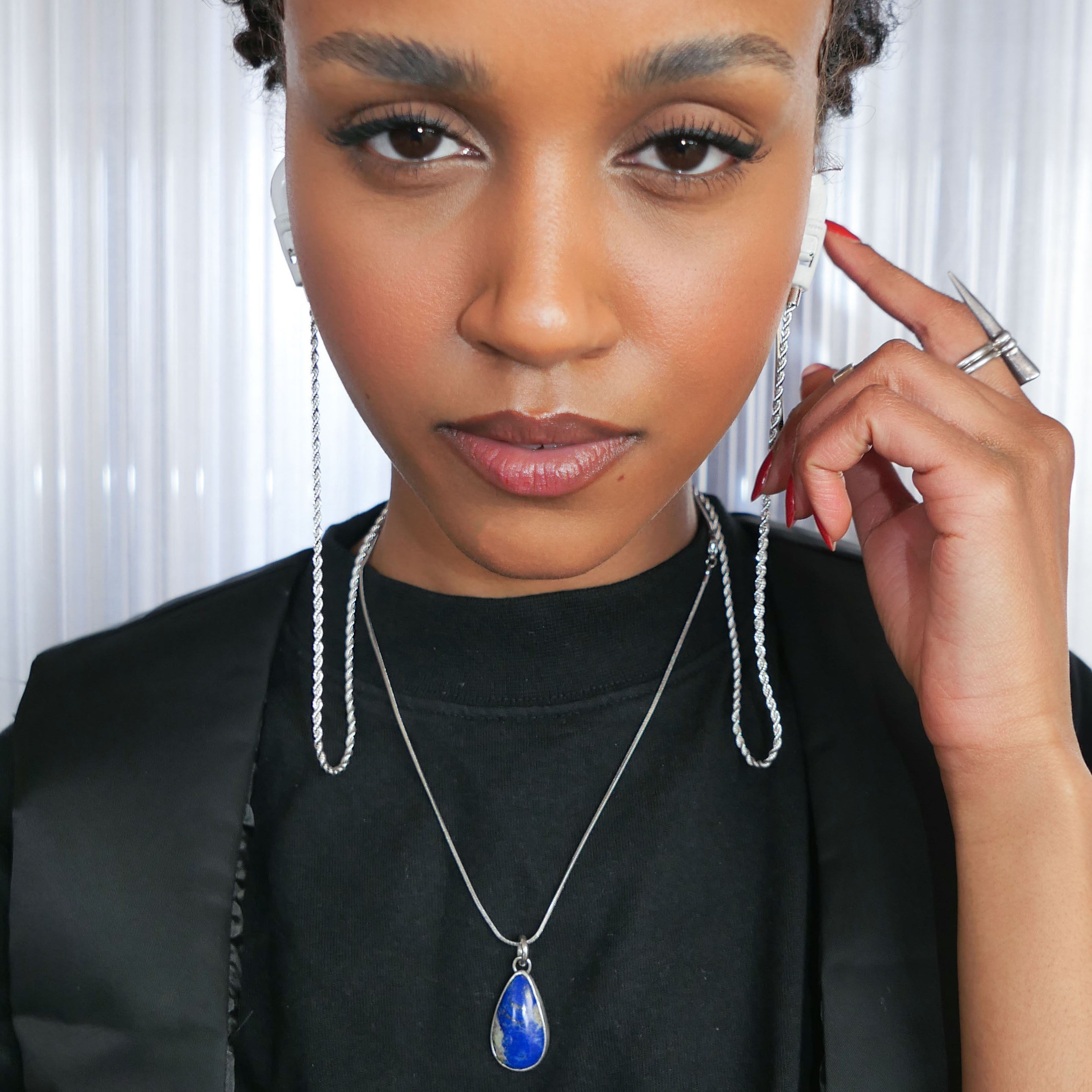 Tapper 925 Silver Plated Rope Chain Necklace for Apple AirPods and