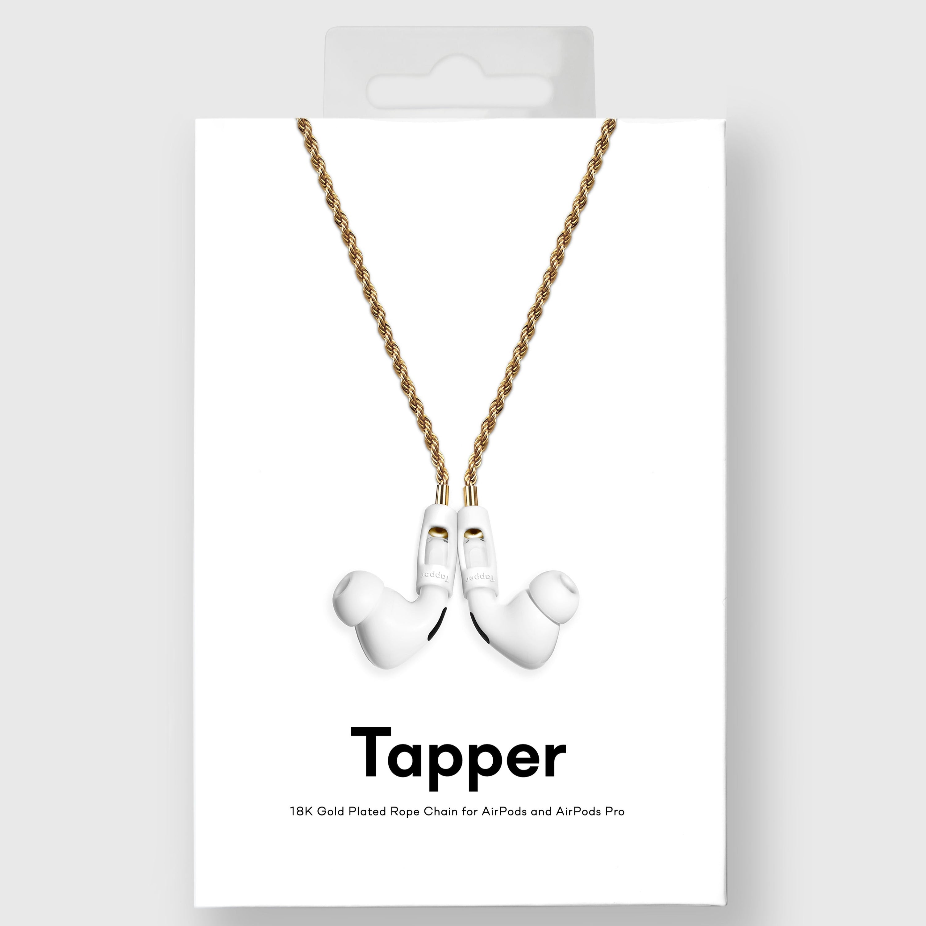 Tapper 18K Gold Plated Rope Chain Necklace for Apple AirPods and