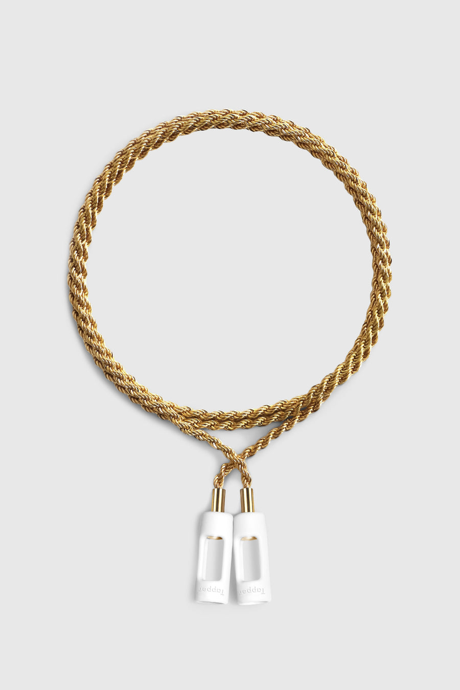 Tapper's real 18K gold plated original rope chain jewelry necklace protects your Apple AirPods & AirPods Pro. The luxurious, elevated & accessible rope chain jewellery plated in precious metals snaps the AirPods around your neck. Lose your AirPods? Magnetic lock for convenient and hassle-free safekeeping around your neck. The next must-have & affordable AirPods accessory crafted for ultimate luxury. Compatible with AirPods & AirPods Pro. Designed in Sweden by Tapper. Free Shipping at gettapper.com