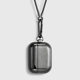Tapper's real hematite black plated original metal neck case tech jewelry protects and keeps your Apple AirPods Pro close at hand. The luxurious, elevated and accessible neck case plated in precious metals steps up your AirPods Pro jewellery game. Worried about losing your AirPods? Detachable snake chain and carabiner for convenient and hassle-free safekeeping around your neck. The next must-have accessory crafted for ultimate luxury. Compatible with AirPods Pro. Designed in Sweden. Free Express Shipping.