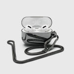 Tapper's real hematite black plated original metal neck case tech jewelry protects and keeps your Apple AirPods Pro close at hand. The luxurious, elevated and accessible neck case plated in precious metals steps up your AirPods Pro jewellery game. Worried about losing your AirPods? Detachable snake chain and carabiner for convenient and hassle-free safekeeping around your neck. The next must-have accessory crafted for ultimate luxury. Compatible with AirPods Pro. Designed in Sweden. Free Express Shipping.