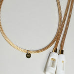 Tapper's solid 18K gold original mesh chain jewelry necklace protects your Apple AirPods & AirPods Pro. Handcrafted in real 18K gold, the exclusive, elevated & accessible mesh chain jewellery snaps the AirPods around your neck. Lost your AirPods? Magnetic lock for convenient and hassle-free safekeeping around your neck. The next must-have & luxe AirPods accessory crafted for ultimate luxury. Compatible with AirPods & AirPods Pro. Designed and handcrafted in Sweden by Tapper. Free Shipping at gettapper.com
